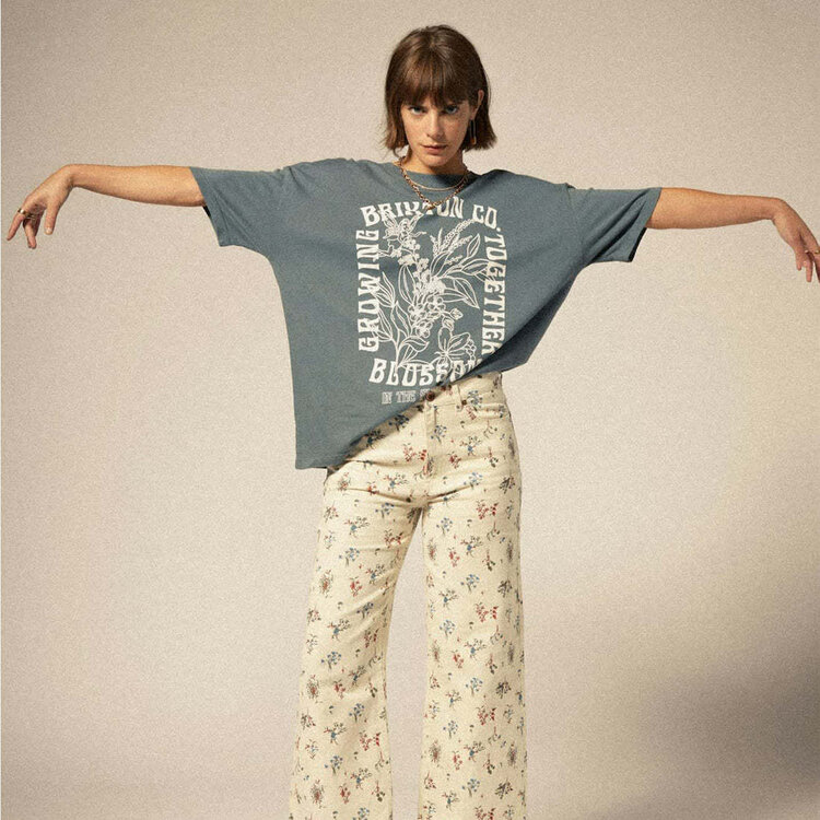 Brixton Brixton Bloom Oversized Boyfriend Tee (Womens) | Basalt