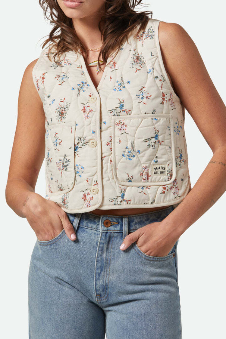 Brixton Brixton Field Floral Quilted Vest (Womens) | Whitecap/Hazelnut/Ditsy Floral