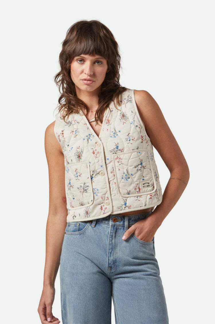Brixton Brixton Field Floral Quilted Vest (Womens) | Whitecap/Hazelnut/Ditsy Floral