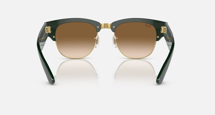 Ray Ban Ray Ban Mega Clubmaster Green On Gold | Light Brown