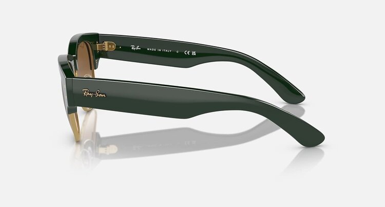 Ray Ban Ray Ban Mega Clubmaster Green On Gold | Light Brown