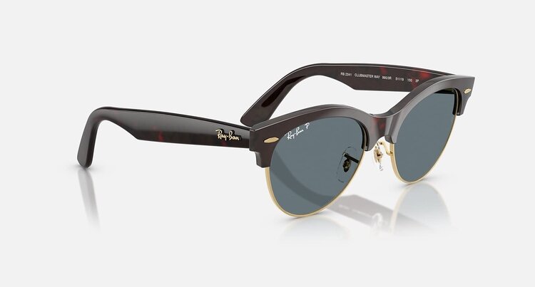 Ray Ban Ray Ban Clubmaster Way Red Havana On Gold | Dark Blue Polarized