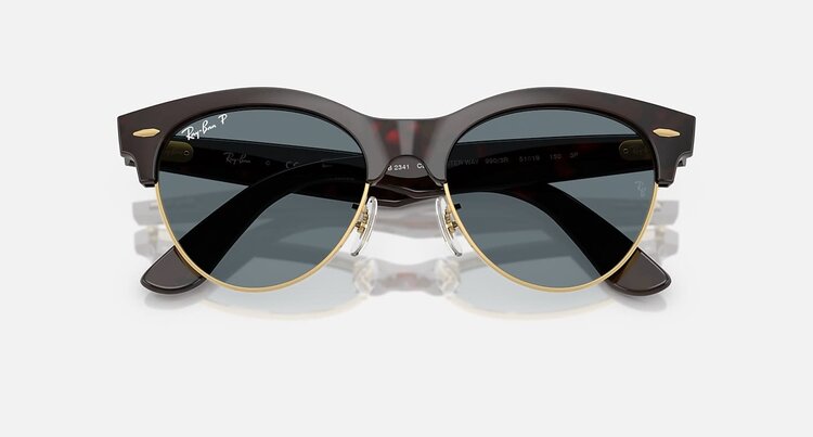 Ray Ban Ray Ban Clubmaster Way Red Havana On Gold | Dark Blue Polarized