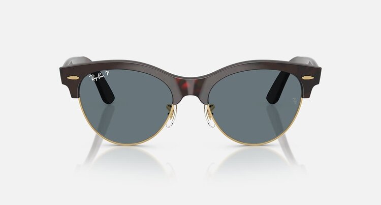 Ray Ban Ray Ban Clubmaster Way Red Havana On Gold | Dark Blue Polarized