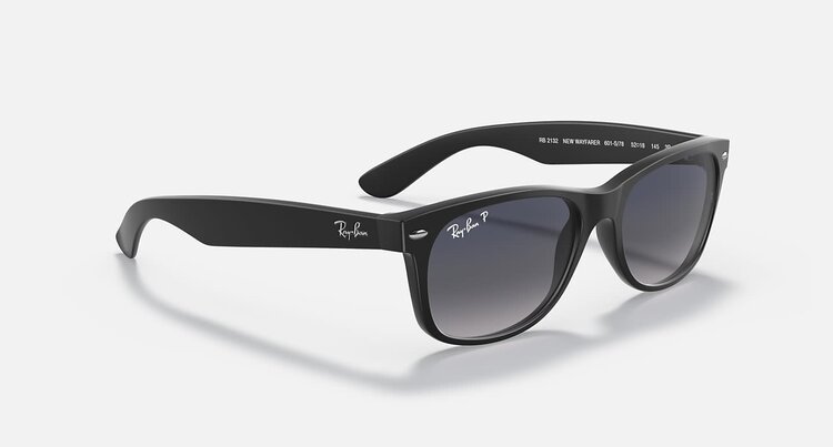 Ray Ban Ray Ban New Wayfarer Classic Matte Black | Blue/Grey Polarized