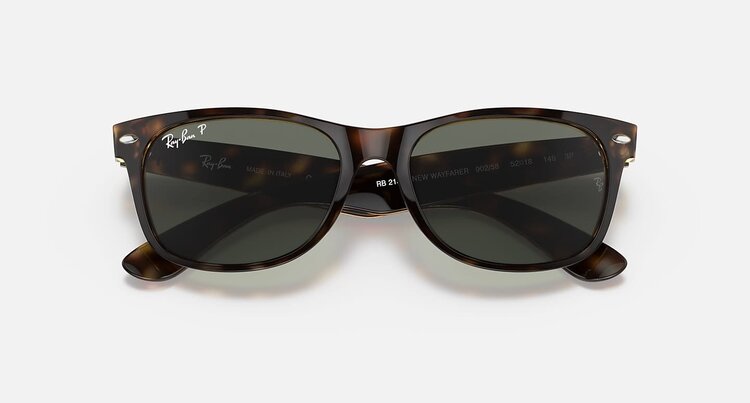 Ray Ban Ray Ban New Wayfarer Classic Polished Tortoise | G-15 Green Polarized