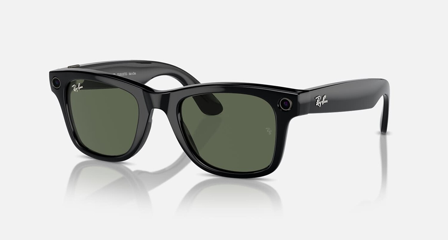 Ray Ban Meta Wayfarer Shiny Black | G-15 Green - The Drop Rideshop