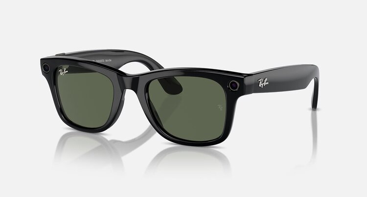Ray Ban Ray Ban Meta Wayfarer Shiny Black | G-15 Green