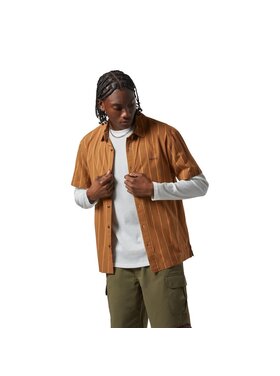 Brixton Brixton Cru Stripe S/S Woven (Mens) | Washed Copper/Burnt Red/Sunset