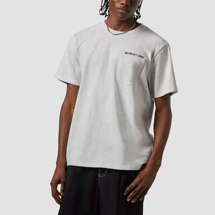 Brixton Brixton Emb Heavy Weight Pkt Tee (Mens) | Heather Grey Ash