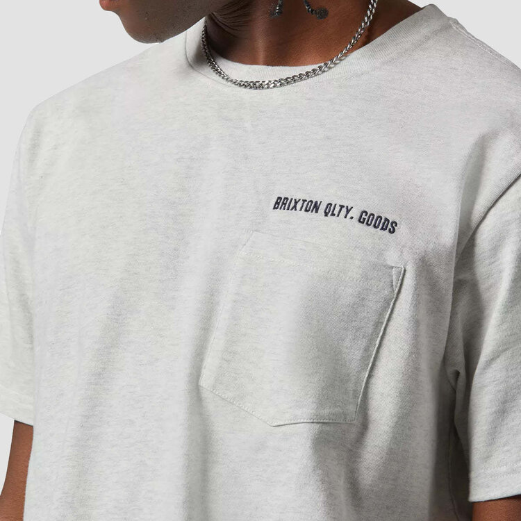 Brixton Brixton Emb Heavy Weight Pkt Tee (Mens) | Heather Grey Ash
