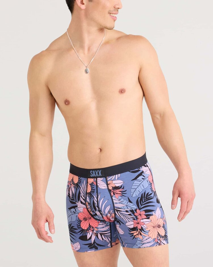 SAXX Saxx Ultra Super Soft Boxer Brief Fly | Hibiscus Jungle-Blue