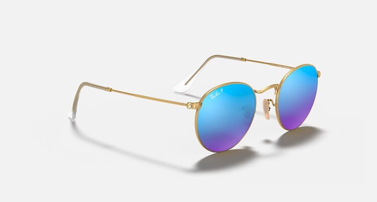 Ray Ban Ray Ban Round Metal Matte Gold | Blue Polarized