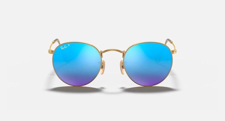 Ray Ban Ray Ban Round Metal Matte Gold | Blue Polarized