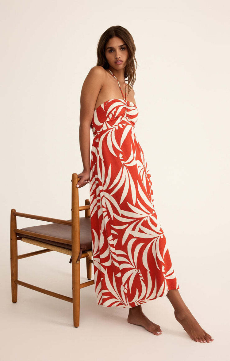 Z Supply Z Supply Elodi Vacances Midi Dress | Cabana Red