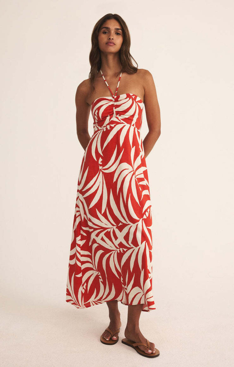 Z Supply Z Supply Elodi Vacances Midi Dress | Cabana Red