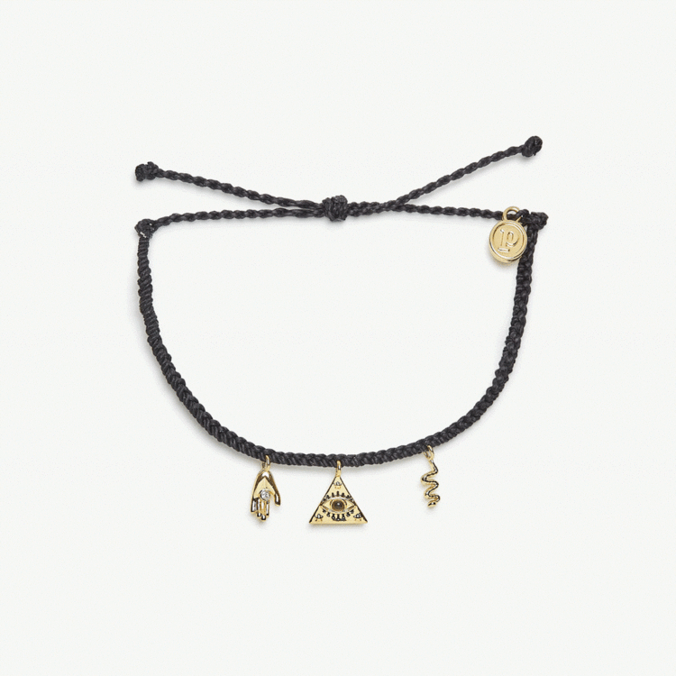 Pura Vida Pura Vida Mystics Mixed Gold Charm Bracelet | Black
