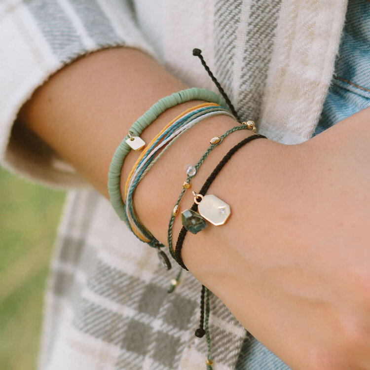 Pura Vida Pura Vida Raw Stone & Bead Gold Danity Thread Bracelet | Heather Gren