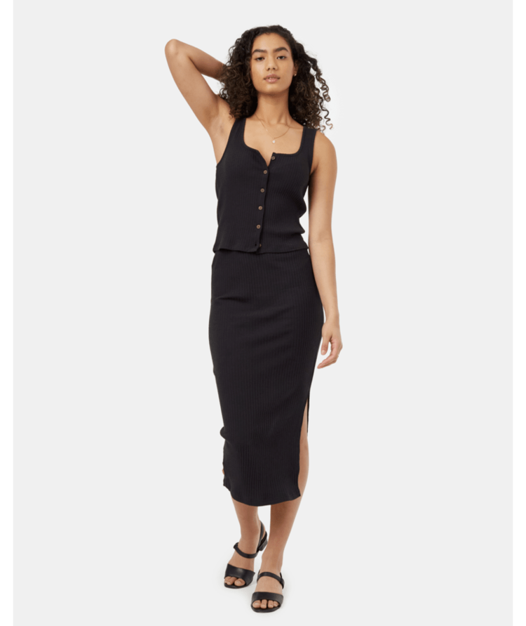 Tentree Tentree Womens Rib Button Front Tank | Meteorite Blk