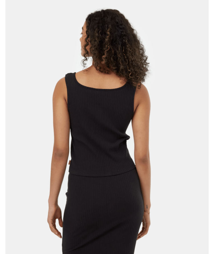Tentree Tentree Womens Rib Button Front Tank | Meteorite Blk