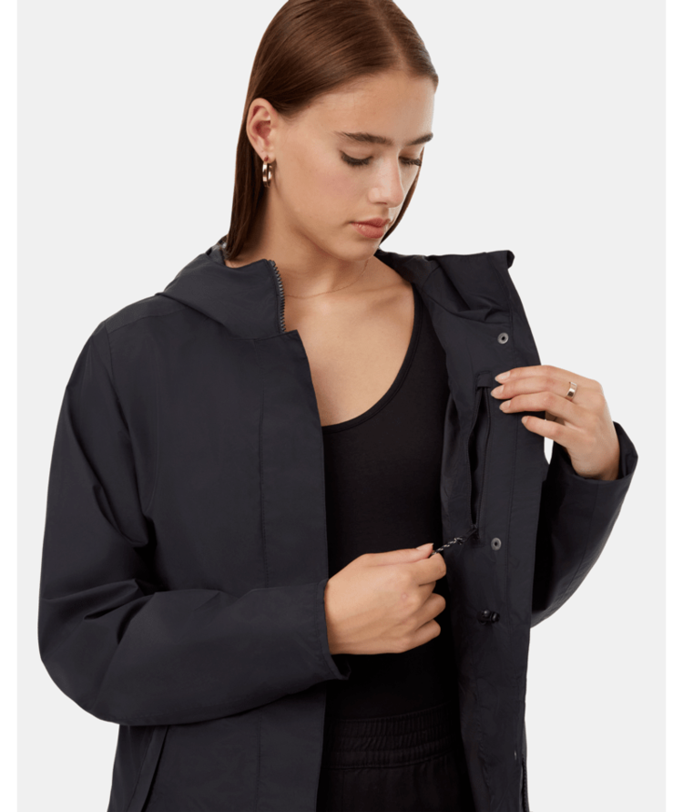 Tentree Tentree Womens Nimbus Long Rain Jacket | Meteorite Blk