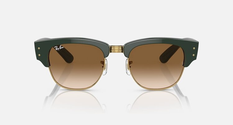 Ray Ban Ray Ban Mega Clubmaster Green On Gold | Light Brown