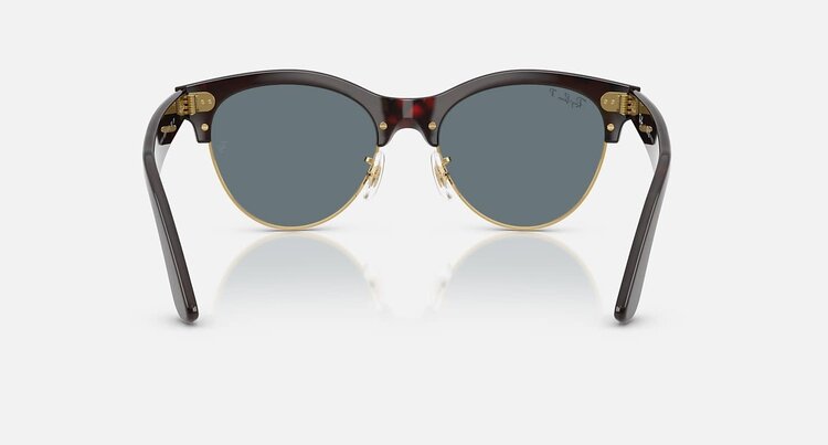 Ray Ban Ray Ban Clubmaster Way Red Havana On Gold | Dark Blue Polarized