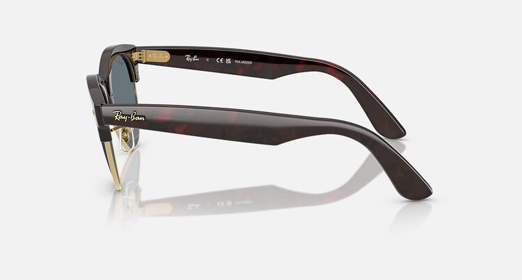 Ray Ban Ray Ban Clubmaster Way Red Havana On Gold | Dark Blue Polarized