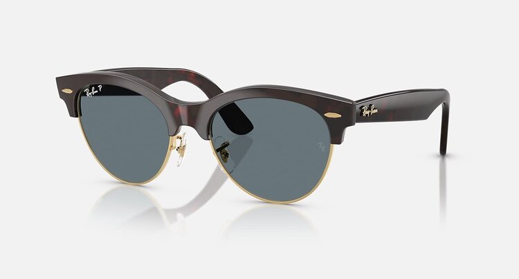 Ray Ban Ray Ban Clubmaster Way Red Havana On Gold | Dark Blue Polarized