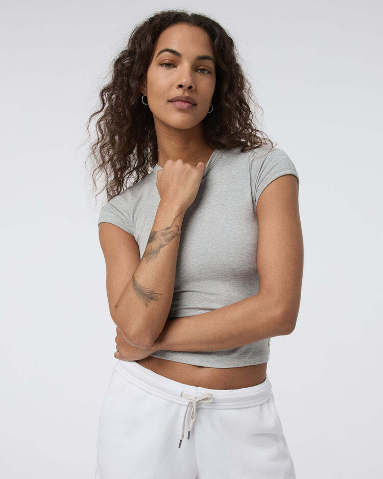 Vuori Vuori S/S Halo Baby Tee (Womens) | Pale Grey Heather