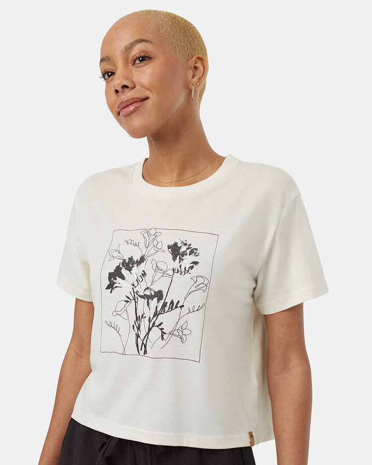 Tentree Tentree Floral Crop T-Shirt (Womens) | Undyed/Meteorite Black