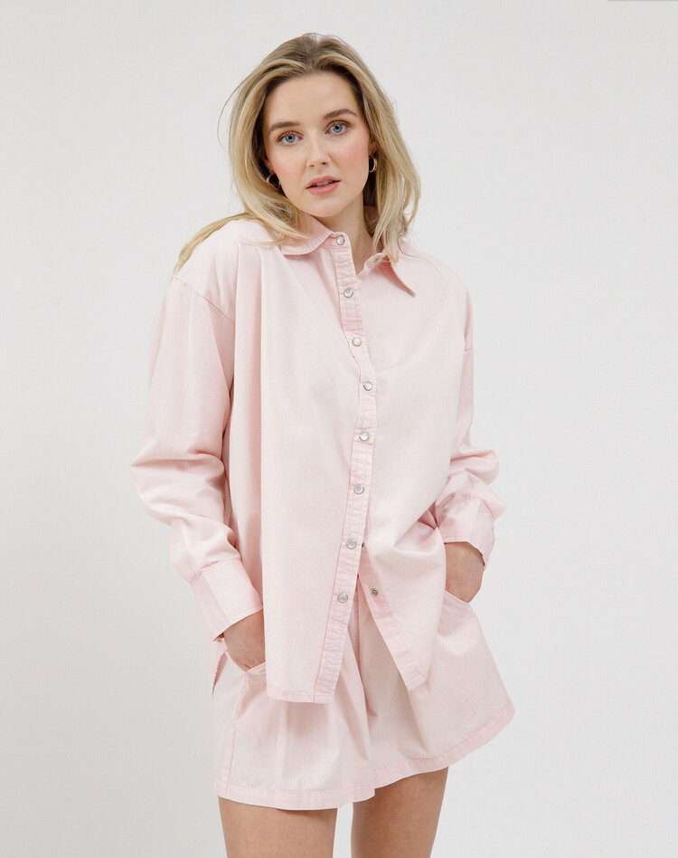 Brunette Brunette Chambray Button Up & Pearl Snaps | Pink