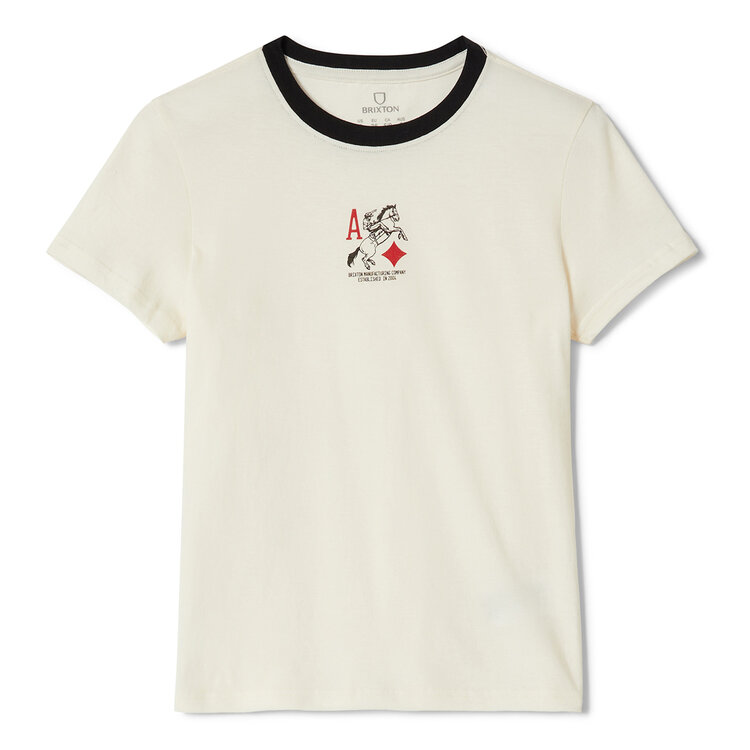 Brixton Brixton Aces Fitted Crew Tee (Womens) | Off White/Black