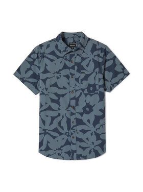 Brixton Brixton Charter Print S/S Wvn (Mens) | Washed Navy/ Azure Blue Floral
