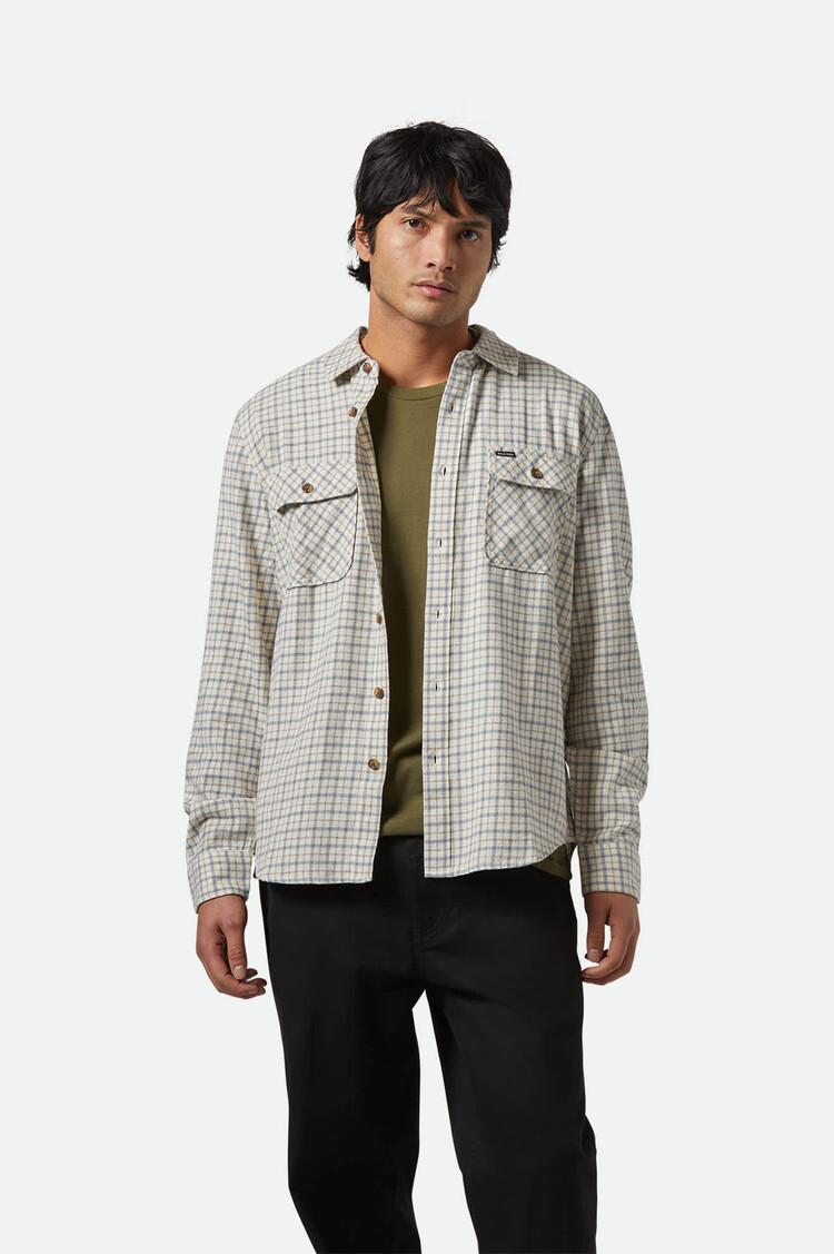 Brixton Brixton Bowery Lw Ultra Flannel (Mens) | Whitecap/Basalt