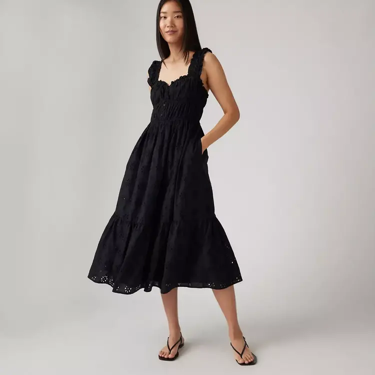 Levis Levis Amaya Tiered Maxi Dress (Womens) | Anthracite Night