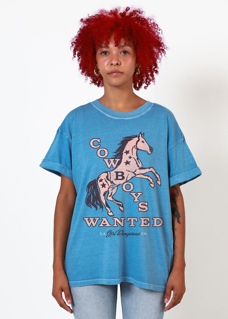 Girl Dangerous Girl Dangerous Cowboys Wanted Bf Tee | Denim Blue