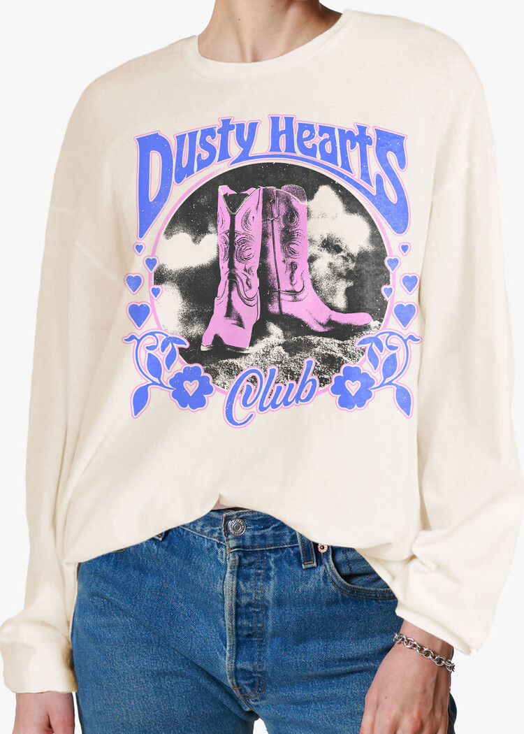Girl Dangerous Girl Dangerous Dusty Hearts Club Relaxed Ls Tee | White