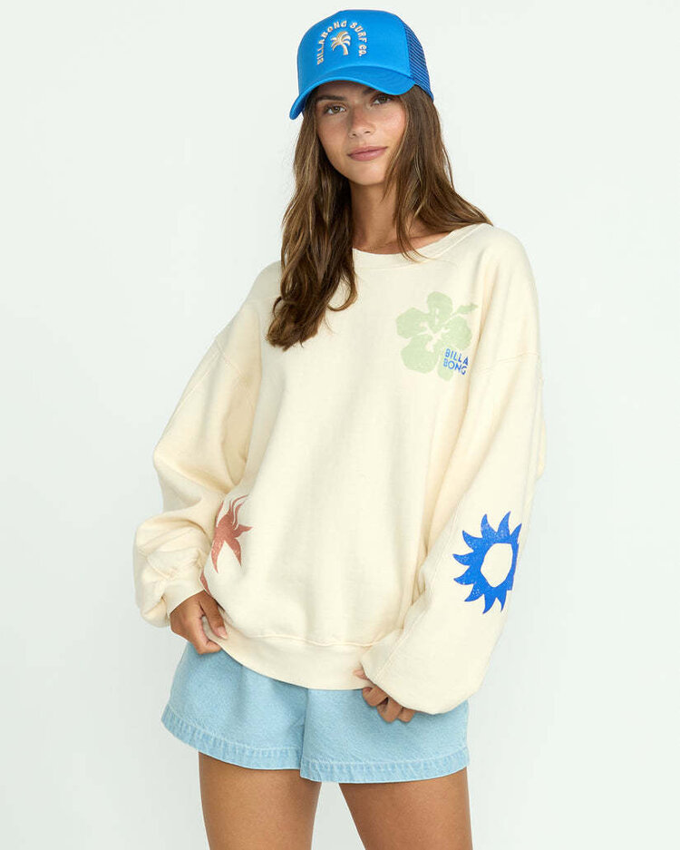 Billabong Billabong Water Signs Kendal Crew Fleece (Womens) | White Cap