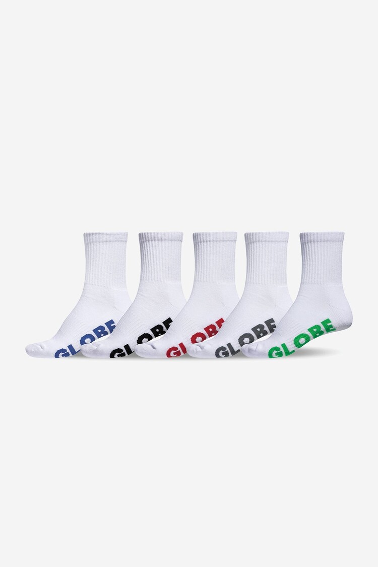 Globe Globe Stealth Crew Sock 5-Pack (Mens) | White