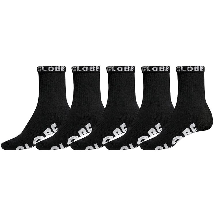 Globe Globe Blackout Quarter Sock 5 Pack (Mens) | Black/Black