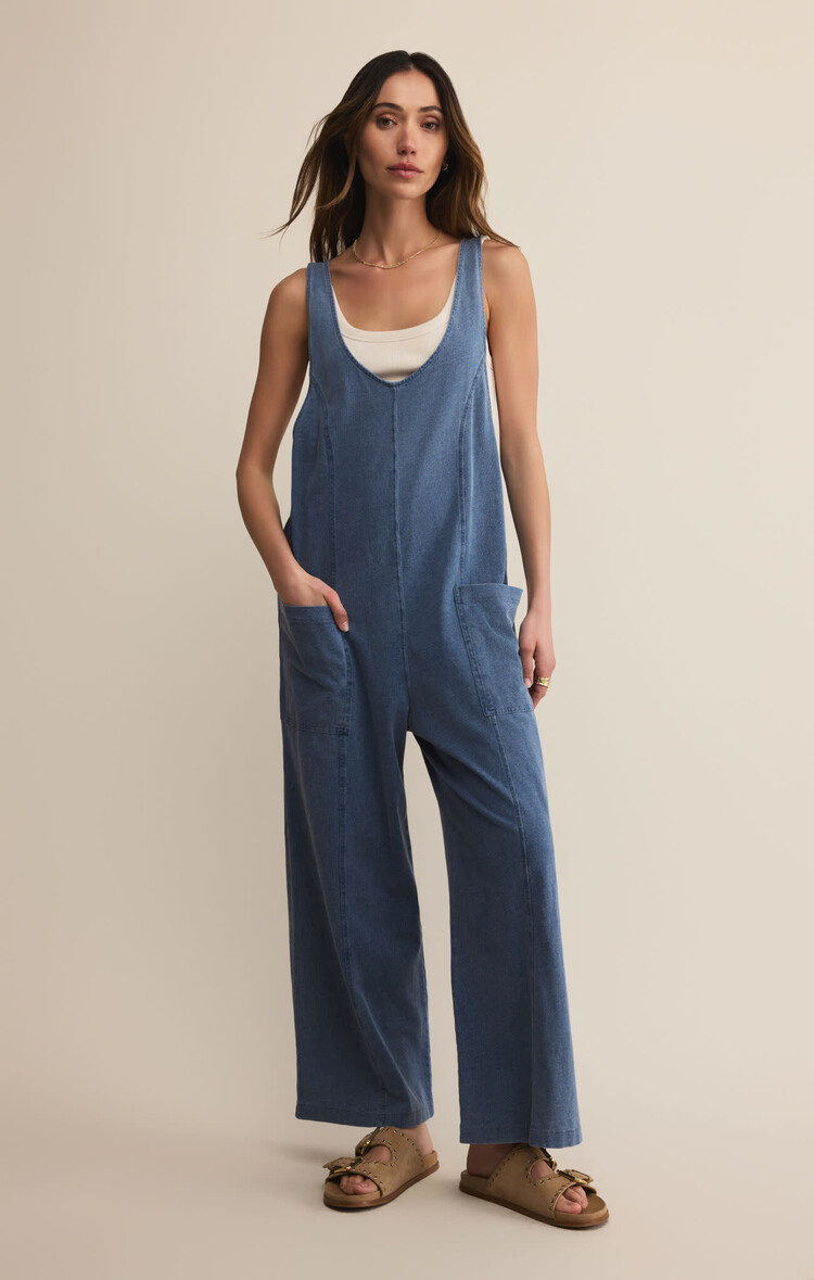Z Supply Z Supply Brasilia Jersey Denim Jumpsuit | Vintage Indigo