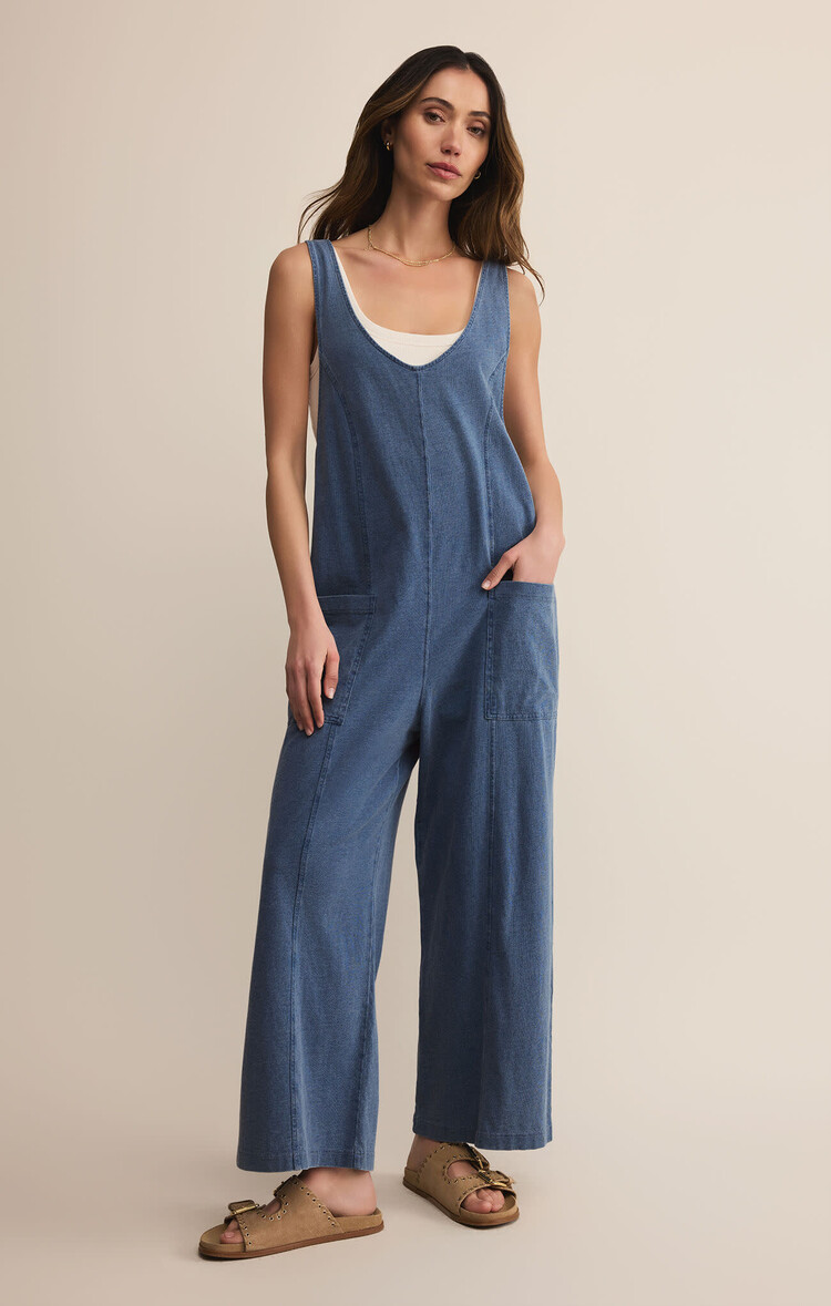 Z Supply Z Supply Brasilia Jersey Denim Jumpsuit | Vintage Indigo
