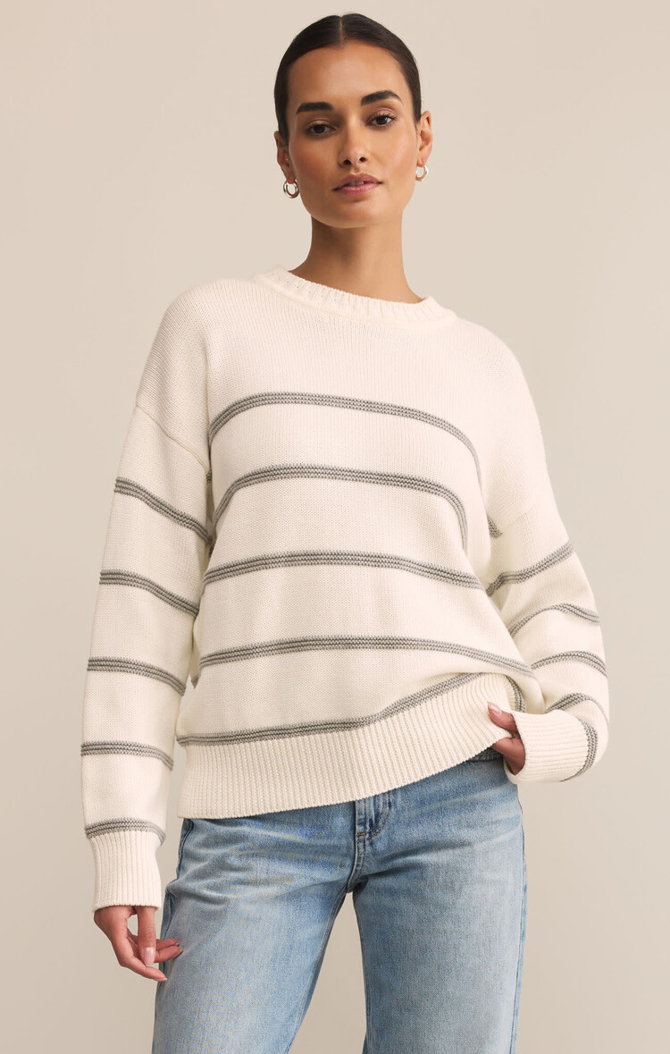 Z Supply Z Supply Boyfriend Striped Sweater | White