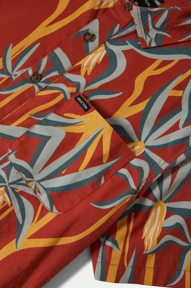 Brixton Brixton Charter S/S Woven (Mens) | Dark Red Scenic Trip