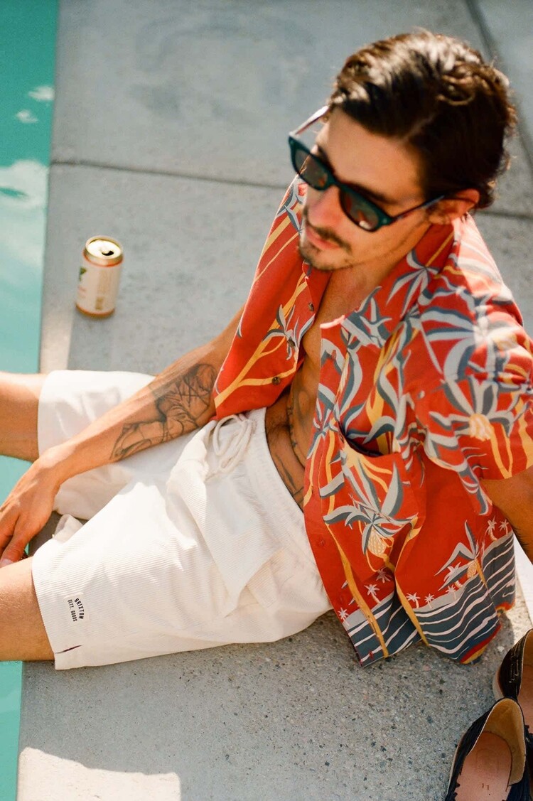 Brixton Brixton Charter S/S Woven (Mens) | Dark Red Scenic Trip