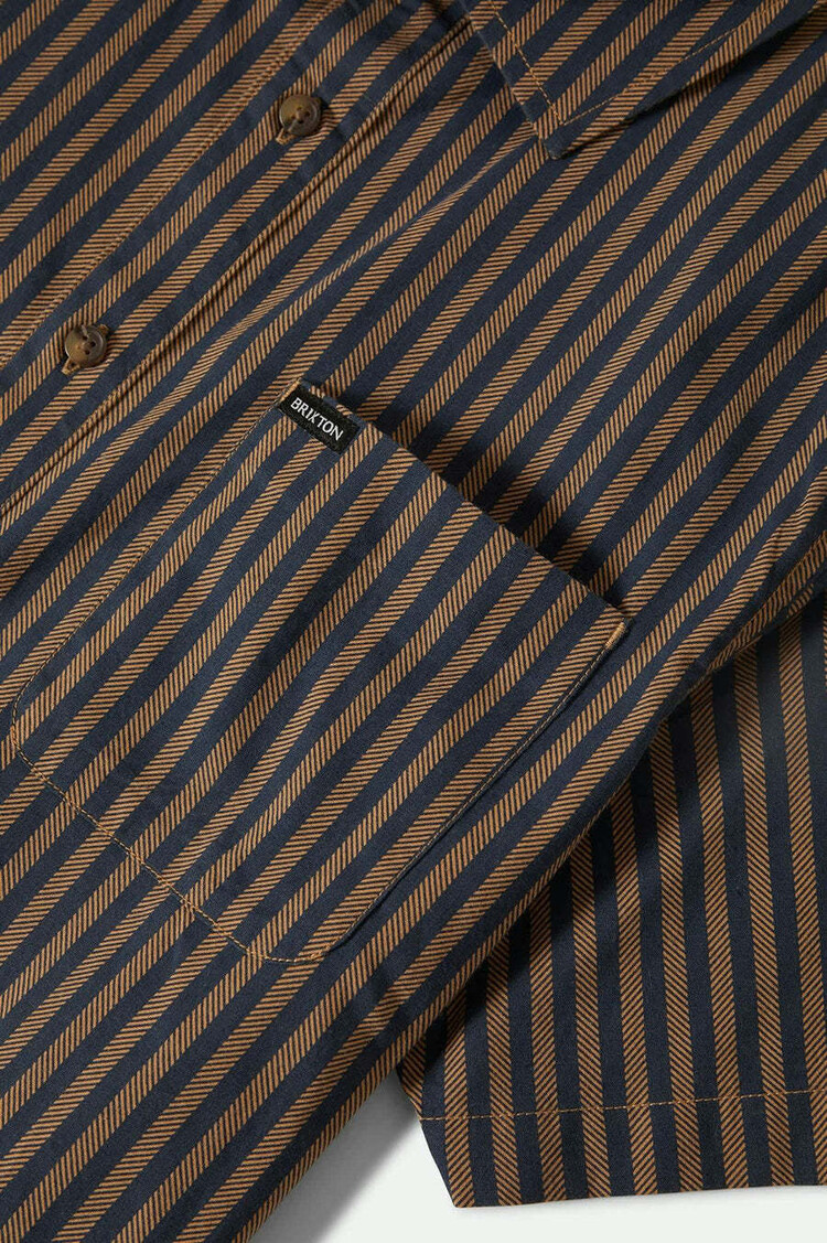 Brixton Brixton Charter S/S Woven (Mens) | Washed Blue/Sunbaked Stripe