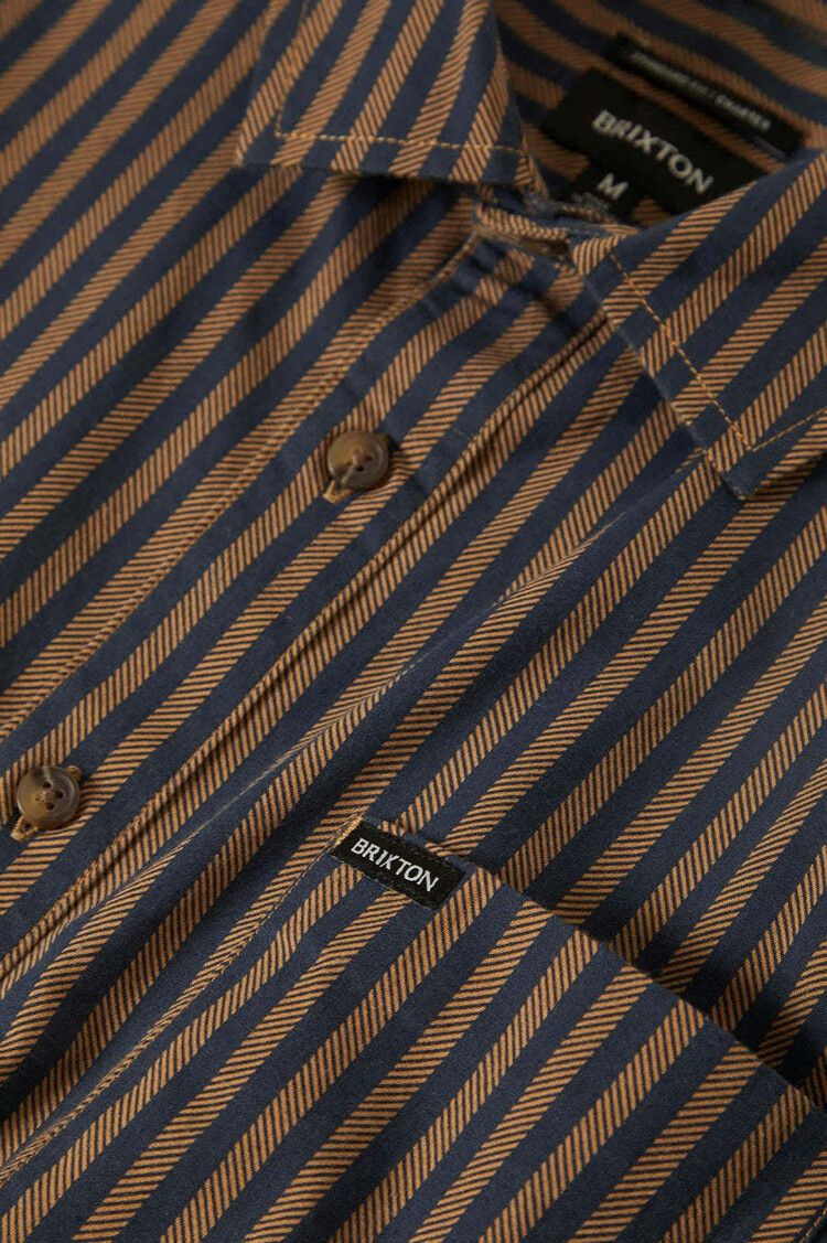 Brixton Brixton Charter S/S Woven (Mens) | Washed Blue/Sunbaked Stripe