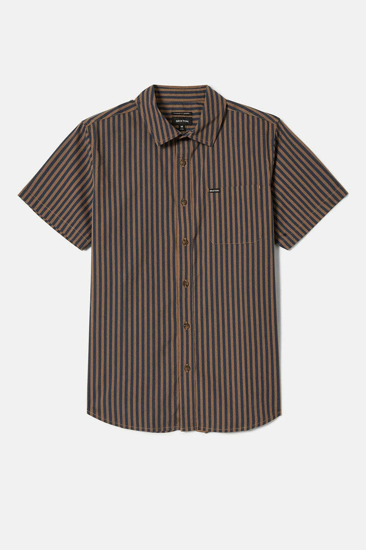 Brixton Brixton Charter S/S Woven (Mens) | Washed Blue/Sunbaked Stripe