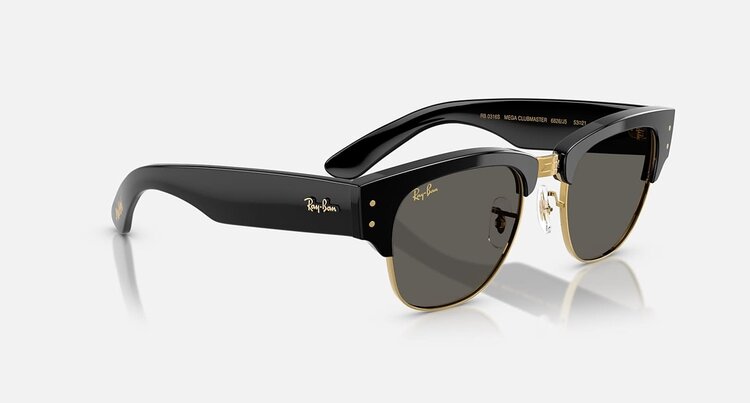 Ray Ban Ray Ban Mega Clubmaster Polished Black on Gold | Ultra Black